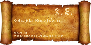 Kohajda Ruszlán névjegykártya